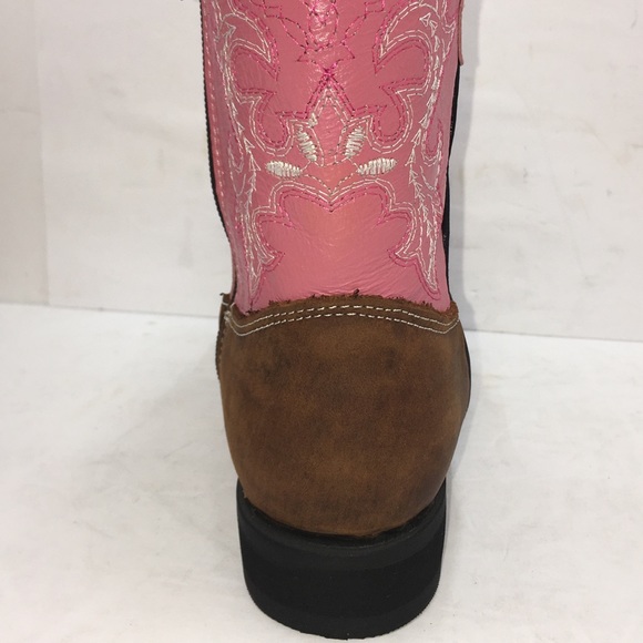 Cowgirl kids Genuine Leather Brown/Pink Boots - Picture 8 of 8